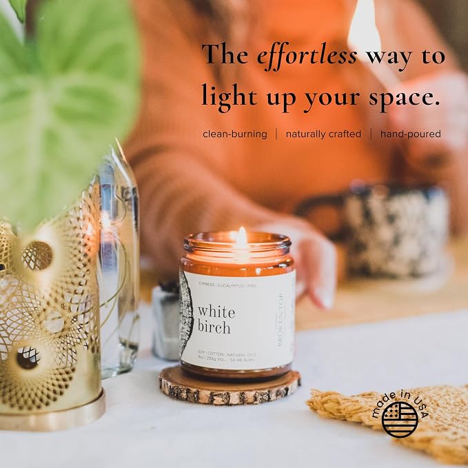 Broken Top - White Birch Pure Soy Wax Candle | 9 oz. | Cypress, Eucalyptus & Pine. 50-Hour Burn Time. Natural Cotton Wick, Vegan, No Parabens, No Phthalates