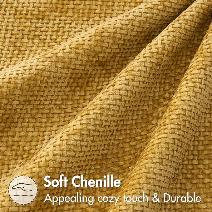 MIULEE Decorative Couch Throw Pillow Covers 20x20 in Mustard Yellow 2 Pack | Modern Boho Accent, Soft Chenille Pillow Covers, Farmhouse Cushion Cases for Home Decor Bed Sofa Living Room