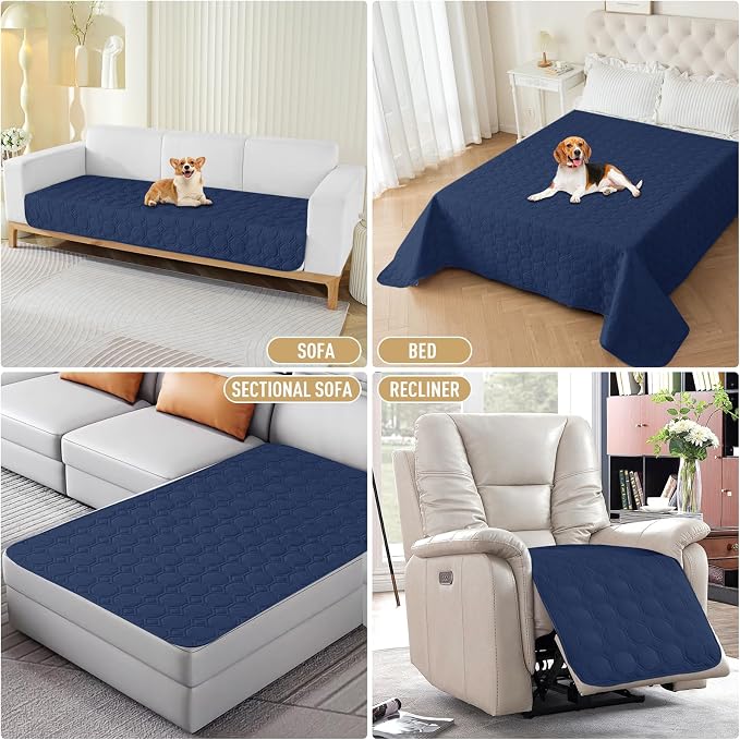 ZNSAYOTX Ultimate Cozy Blankets (30"x70") 100% Waterproof Sofa Mat Blanket for Dog Pets, Bed Couch Protector with Non-Slip Back Washable Durable, Pee Scratch Proof Easy to Clean (Navy Blue)