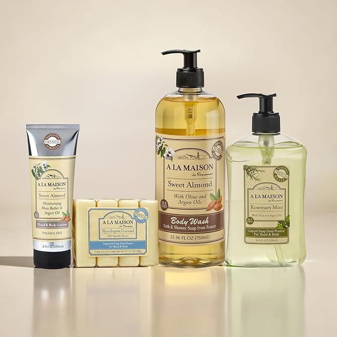 A LA MAISON de Provence Lavender Aloe Liquid Hand and Body Soap (Pack of 2) With Argan Oil, Olive Oil and Vitamin E, 16.9 fl oz Each