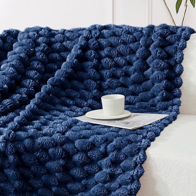 Whale Flotilla Soft Cozy 3D Fleece Throw Blanket for Couch & Bed, Navy Blue | Super Lightweight Plush Fluffy Throw, Luxury 3D Decorative All‑Season Couch Cover Blanket for Sofa & Office Chair, 50"x60"