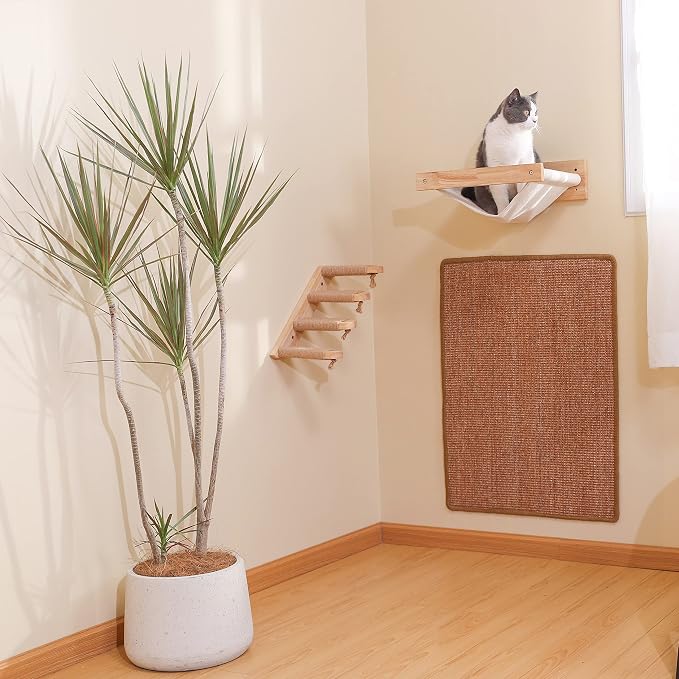 FUKUMARU Cat Scratcher Mat, 23.6 X 31.5 Inch Natural Sisal Cat Scratch Mat | Horizontal Cat Scratching Pad Mat Floor Rug with Sticky Tapes, Cat Wall Scratcher for Indoor Cats, Protect Couch and Carpet