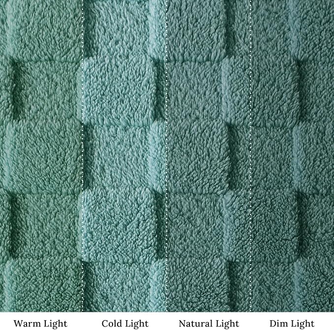 Exclusivo Mezcla 3D Checkered Fleece Queen Blanket for Bed, Celadon | Super Soft and Cozy Fluffy Blanket, Lightweight, Breathable, Decorative Blanket for Living Room, Bedroom, All Season, 90"x90"