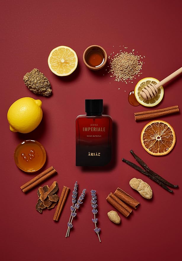 ARIAZ Aura Imperiale Men Extrait De Parfum 3.4 Oz - Aromatic Sweet Cologne with Bergamot, Honey, Cinnamon, Tonka & Vanilla - Warm Spicy Honeyed Scent for Fall & Winter Nights