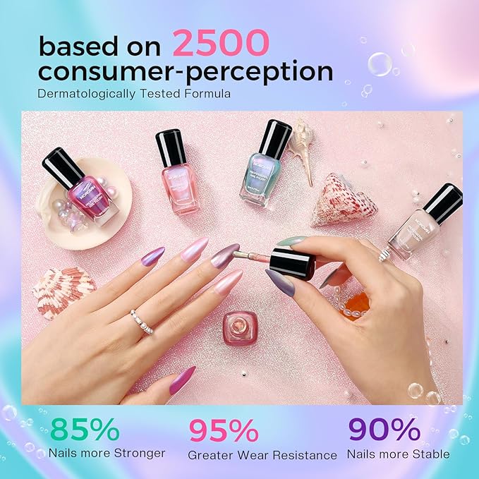 Morovan Pearl Nail Polish Set: Spring Pastel Glitter Mermaid Iridescent Polish 2026 Mini Shimmer Pink Green Blue Nude Coral Cream Summer Manicurist nail polish for Women Girls Gift
