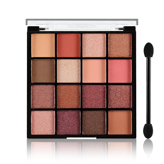 Boobeen Colorful Eyeshadow Palette Makeup-16 Colors, Matte and Glitter Eyeshadow, Bright Eye Shadow Palettes, Blendable, Easy to Build Dramatic Glamour Looks