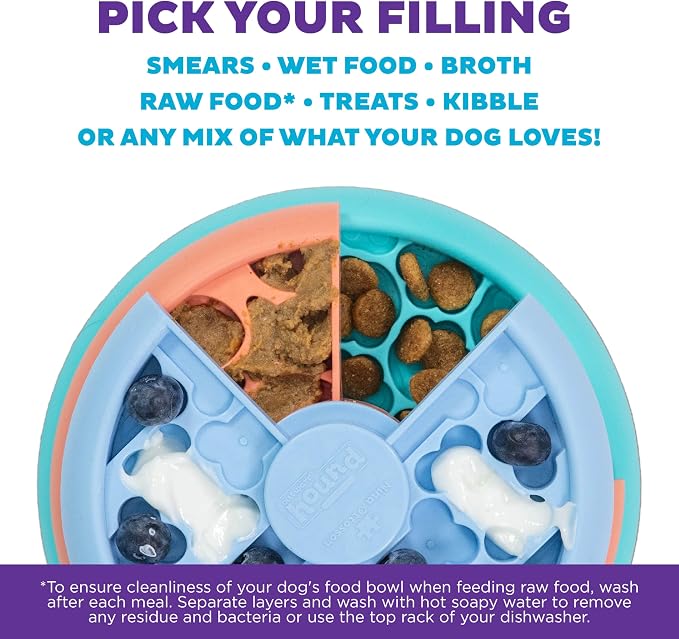 Outward Hound Nina Ottosson Lickin’ Layers 3-in-1 Dog Toy Treat Puzzle, 7" | Level 2 Intermediate, Interactive Slow Feeder, Lick Mat, Treat Puzzle, Holds 1 Cup Food, Non-Slip Base, Small Dogs & Puppies