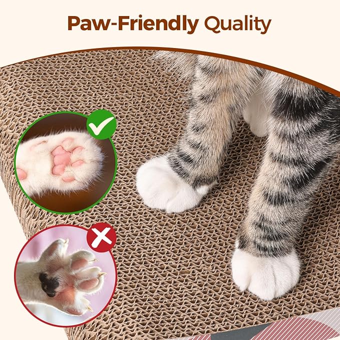 ComSaf Foldable Cat Scratcher Bed, Cardboard Scratch Pad for Indoor Cats | Cat Scratching Board, Wavy Lounger Shape, Foldable Design, Furniture Protection, Indoor Floor Use, Claw Care