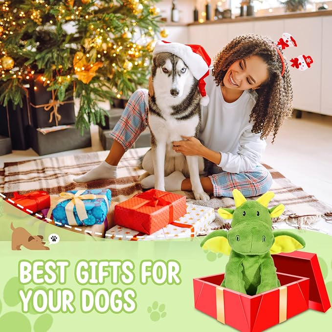 Letsmeet Squeaky Dog Toy with Crinkle Paper, Soft Puppy Teething Toys to Relieve Boredom, Interactive Plush Chew Toys for Small & Medium Dogs