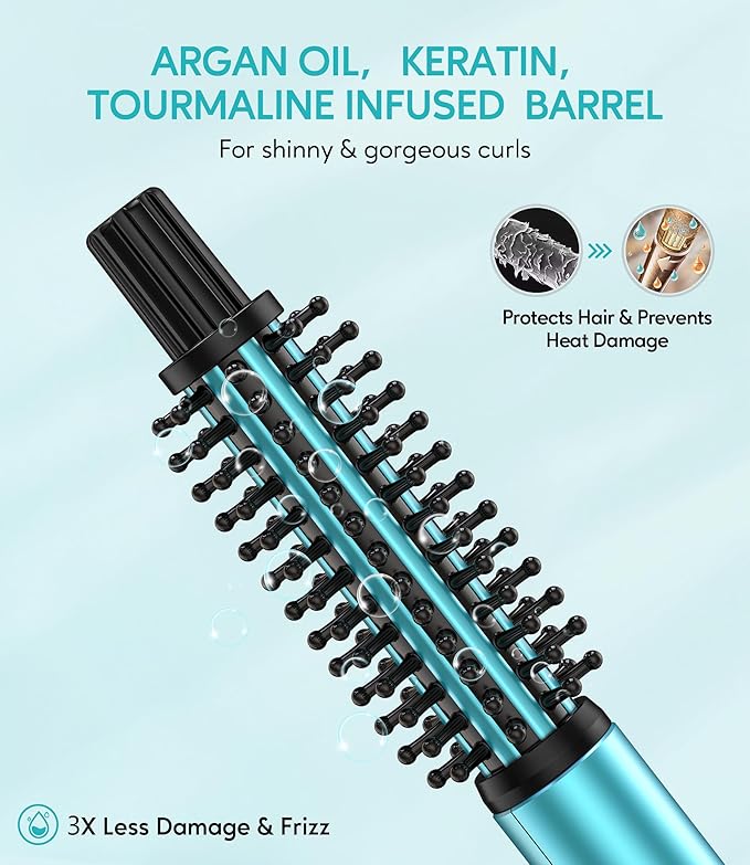 Farery Mini Thermal Brush 3 Temperature Adjustable, 3/4 Inch Travel Curling Iron for Short Hair, Heated Round Brush for Touch-ups and Small Curls, Lightweight Curling Wand for Thin Hair, Dual Voltage