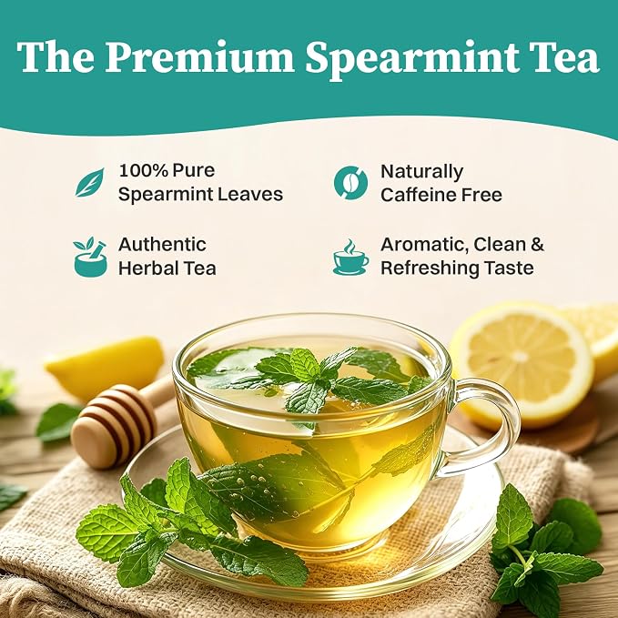 Spearmint Tea (60 Herbal Tea Bags) | Healthy & Refreshing Mint Tea | Supports Digestion & Wellness, Caffeine - Free, Non-GMO