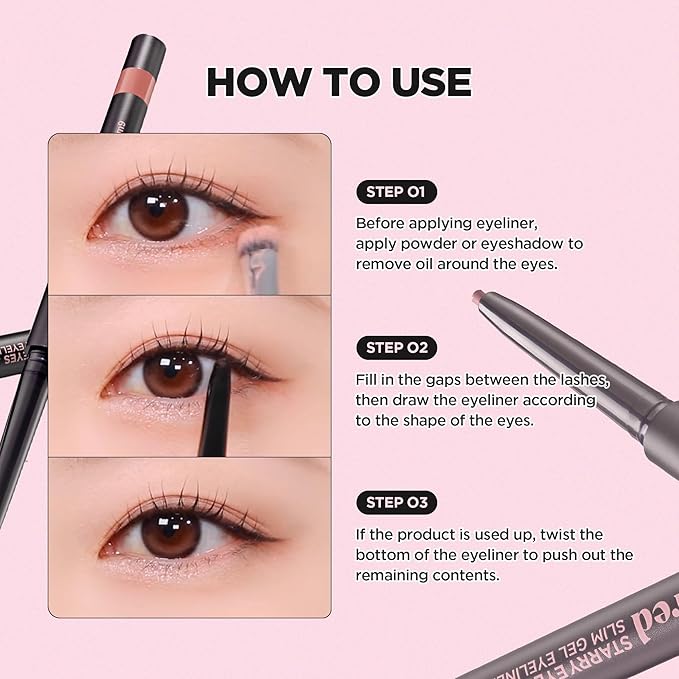 lilybyred Starry Eyes Am9 to Pm9 Slim Gel Eyeliner | Korean Ultra-Slim 2mm Gel Eyeliner, Intense Color Payoff, Creamy Formula, Easy Blending, Smudge-Proof, Long-Lasting, 0.004 oz. (02 Matt Brown)