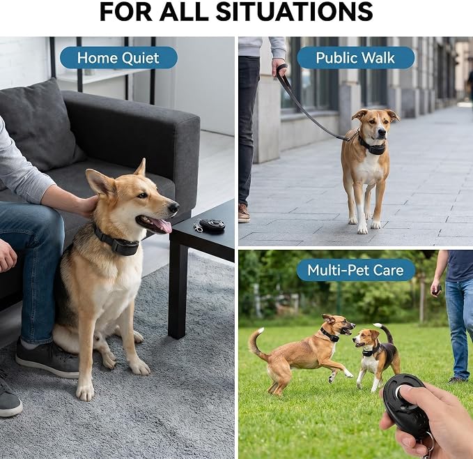 No Bark Collar for Dogs,Training clicker kit, Smart Progressive Anti Barking Collar-7 Level Adjustable Sensitivity, Automatic Dog Bark Collar, Safety Protection, Collar for Small Medium Large Dogs