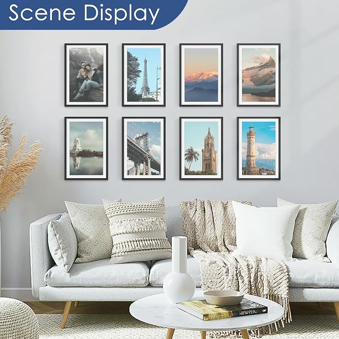 12x18 Picture Frame Set of 6, Wall Mounting Display, Black | Display 11x17 with Mat or 12x18 Without Mat, Horizontal or Vertical, Poster Frame Set for Wedding & Room & Home Decor