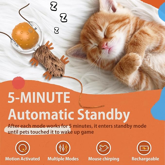Oxawo Cat Toys Interactive Self Rolling Cat Balls Mouse