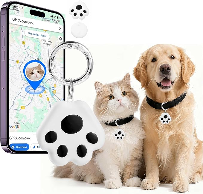 Pet GPS Tracker for Dog and Cat: Dogs and Cats Small Tracking Tag for Google and iOS with No Subscription No Fee - Smart Pets Trackers Waterproof Dustproof Extra Long Batteries Life of 360 Days