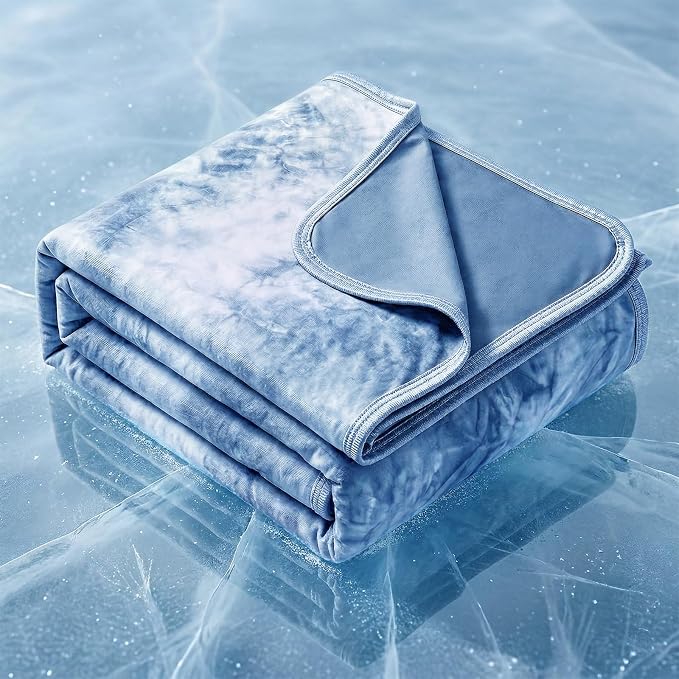 Cooling Blanket Queen Size 90"x90" for Hot Sleepers | Cold Summer Soft Blanket for Bed Couch and Travel Absorbs Heat Q-Max>0.35 Cool Lightweight Throw for Night Sweats Menopause