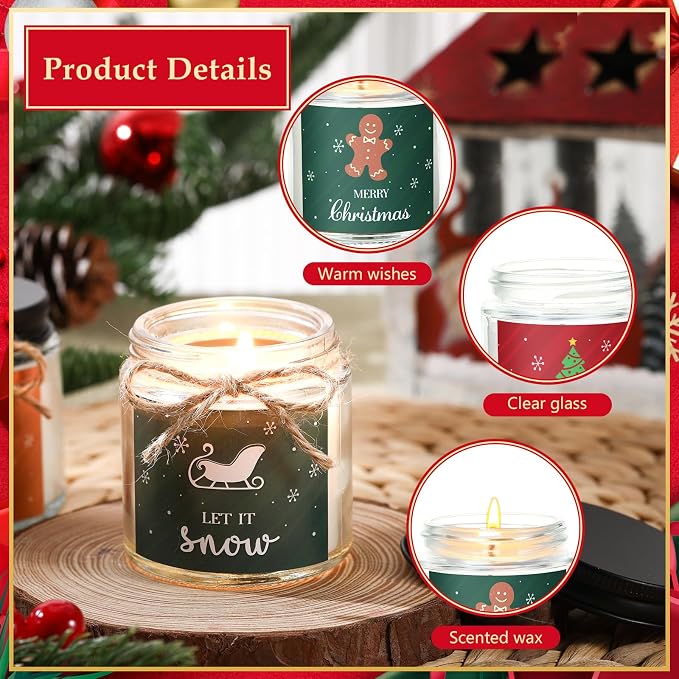 MTLEE 6 Pcs Christmas Candles Gifts Bulk Scented Candle Jars for Coworkers Women Aromatherapy Candles for Home Xmas Birthday Gifts Yoga(Bright Style)