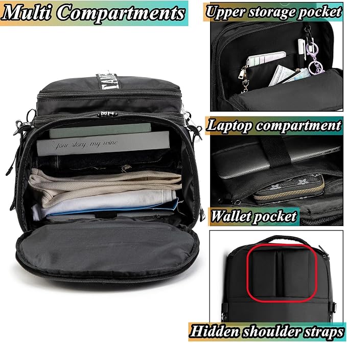 Gym Duffle Bag Backpack with Shoe Compartment,4 ways Travel Backpack for Women and Men,Multi-Functional Weekender bag with Waterproof Layer&Laptop Compartment for Fitness, Travel,Camping