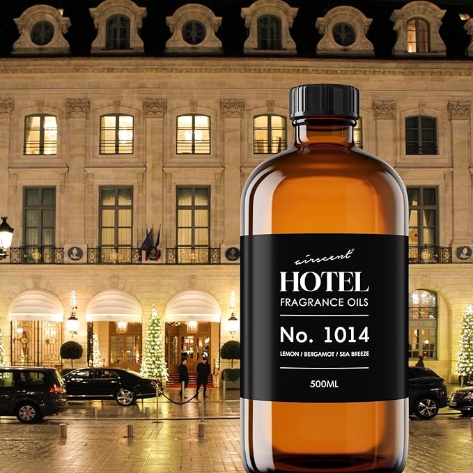 AirScent Hotel Diffuser Oil No. 1014 - Iconic 5-Star Hotel Blend - 500 mL | Lemon Bergamot Sea Breeze - Coastal Blend - Fragrance Oil for Ultrasonic and Waterless Diffusers and Crafting