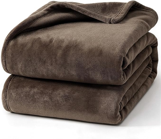 Hansleep Full Brown Fleece Blanket, Soft Flannel Bed Blanket | Fuzzy Cozy Blanket 84x90 Inches, Multi-use for Bed, Sofa, Couch, Travel, Camping, All Season Warm Lightweight Cover