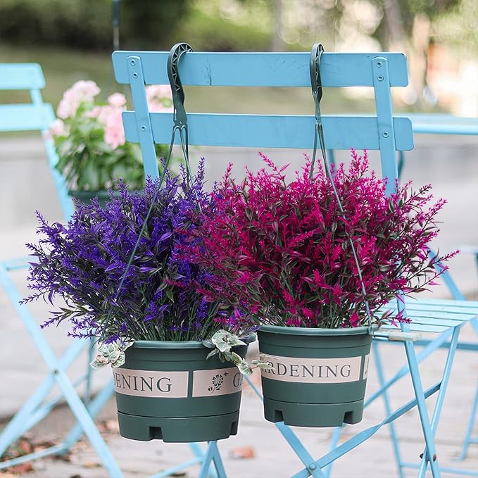 RECUTMS 36 Bundle Artificial Faux Plants Flowers Outdoor Spring Decoration | Fake Plants Greenery Artificial Flowers for Outdoors UV Resistant Outside Home Planter Porch Patio Window Yard Indoor Decor