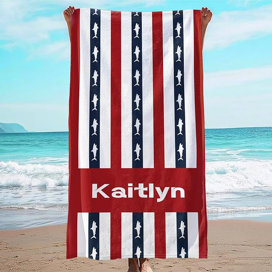 JML Custom Beach Towel with Name, Personalized Microfiber Beach Towel with Name, Large, Soft, Quick Dry & Absorbent for Swim, Pool,Adult,Summer Holiday,Vacation,Travel,Gift for Anniversary, Birthday