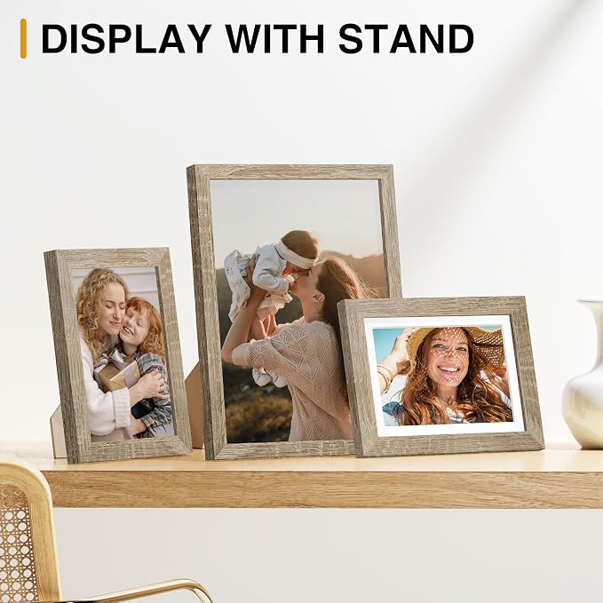 Vittanly 15 Pack Picture Frames Collage Wall Decor, Wall/Tabletop Display | Light Wood, Multi-Size Gallery Wall Frame Set: 3pcs 8x10, 6pcs 5x7, 6pcs 4x6. Picture Frame Set for Family
