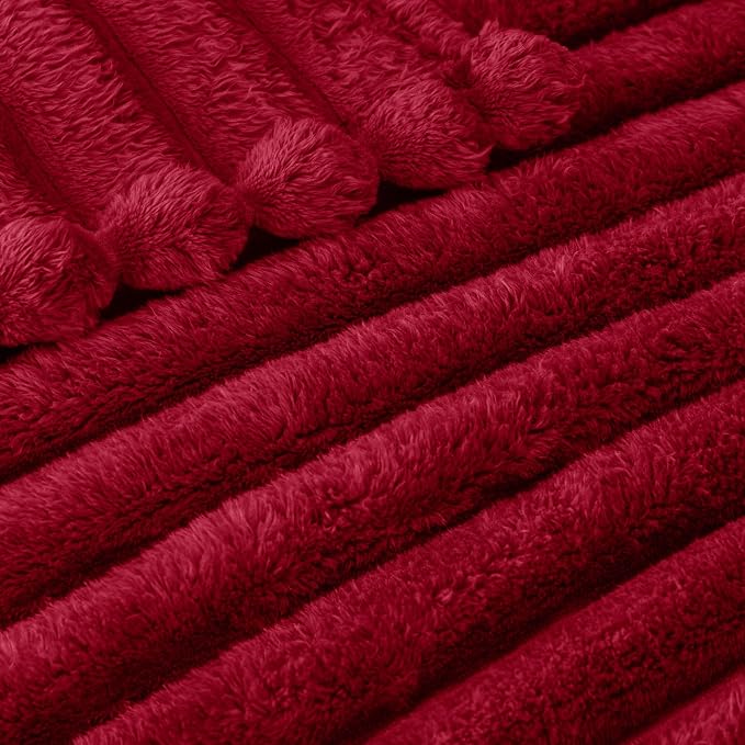 Exclusivo Mezcla Striped Fleece Throw Blanket for Couch, Sofa, Bed, 50"x60" | Soft Breathable Cozy Bed Blankets, Lightweight Plush Fluffy Fuzzy Jacquard Decorative Blankets