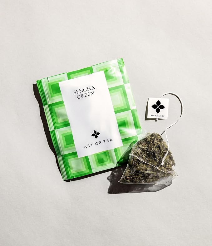 Art of Tea | Organic Sencha Green Tea Bags | 50 Pyramid Tea Bag Sachets