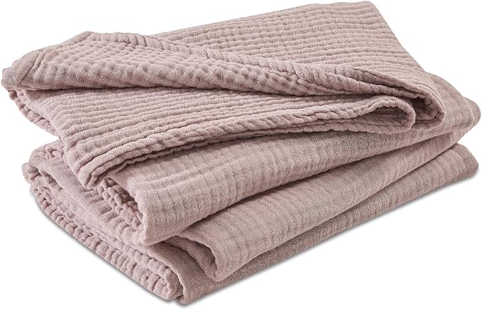 EMME Cotton Muslin King Blanket Breathable Gauze Soft Lightweight Blankets Adults Gifts for Women (Heather Dusty Pink, 108"x90")