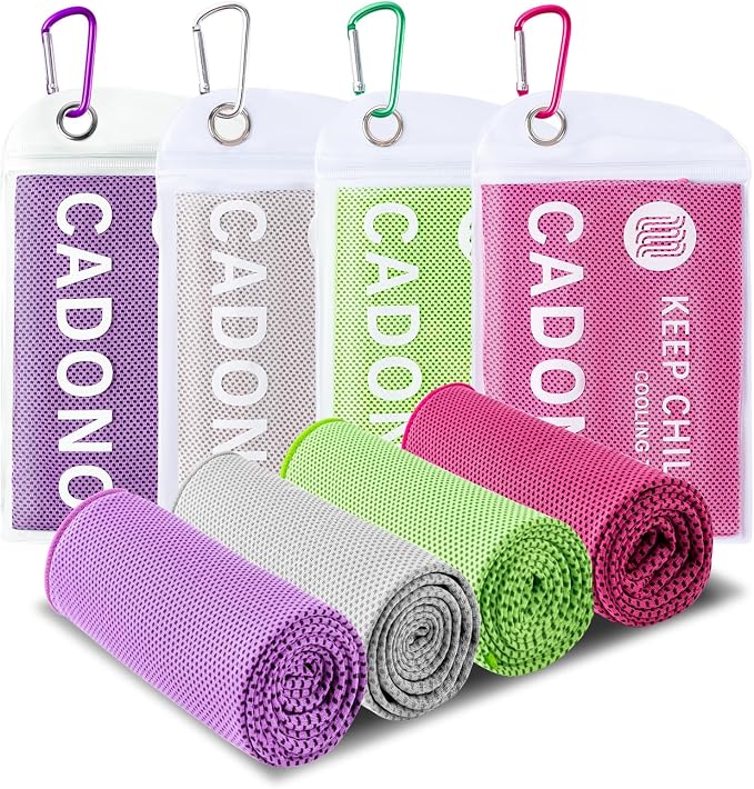 4 Pack Cooling Towel (40"x12"), Soft Breathable Chilly Towel, IceTowel, Microfiber Towels for Yoga, Sport, Running, Workout,Gym, Camping, Fitness, Workout & More Activities(Multicolor)