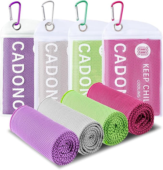 4 Pack Cooling Towel (40"x12"), Soft Breathable Chilly Towel, IceTowel, Microfiber Towels for Yoga, Sport, Running, Workout,Gym, Camping, Fitness, Workout & More Activities(Multicolor)