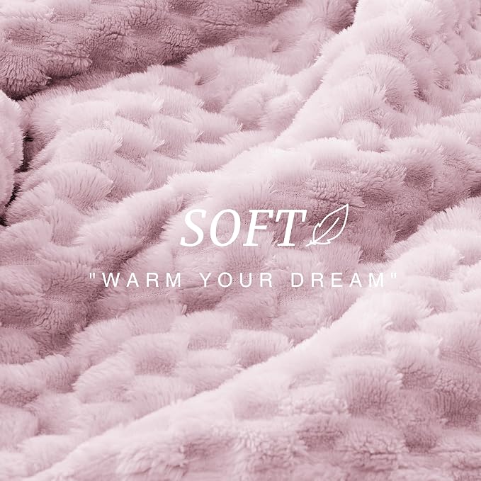 EXQ Home Gentle Soft Fleece Throw Blanket – Cozy Lightweight 3D Imitation Turtle Shell Jacquard Blanket for Couch Bed – All-Season Warm Fuzzy Flannel Blanket for Women Mom Gifts(50"x60",Purplish Pink)