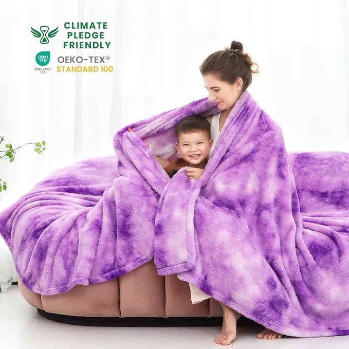 obinsm Purple Fleece Throw Blanket Queen Size, Soft Fuzzy Blankets for Bed | Purple Warm Lightweight Plush Large Blanket for Women Adults Room Decor 90x 90 in