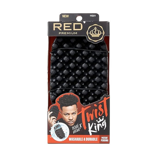 RED by Kiss BowWow Twist King Premium Luxury Twist Styler Comb Brush, Durable Washable Alternative for Sponge for Barbers and Daily Use, Ideal for Afro, Curly, Coiled, 4C Hair