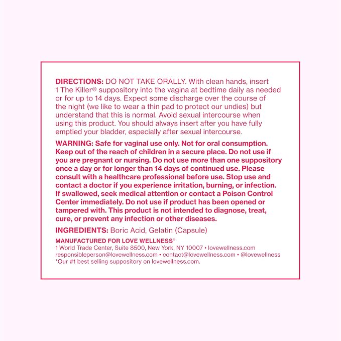 Love Wellness The Killer & Flora Power | Vaginal Suppository Duo with Boric Acid, Probiotics & Vitamin C | Supports pH Balance, Odor Control & Feminine Health | Fragrance-Free, Non-GMO & Paraben Free