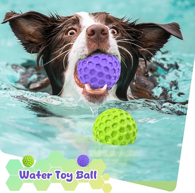 Squeaky Dog Toys for Aggressive Chewers, Indestructible Dog Balls for Aggressive Chewers, Purple Squeaky Balls for Dogs, Interactive Toys for Large Dogs to Relax