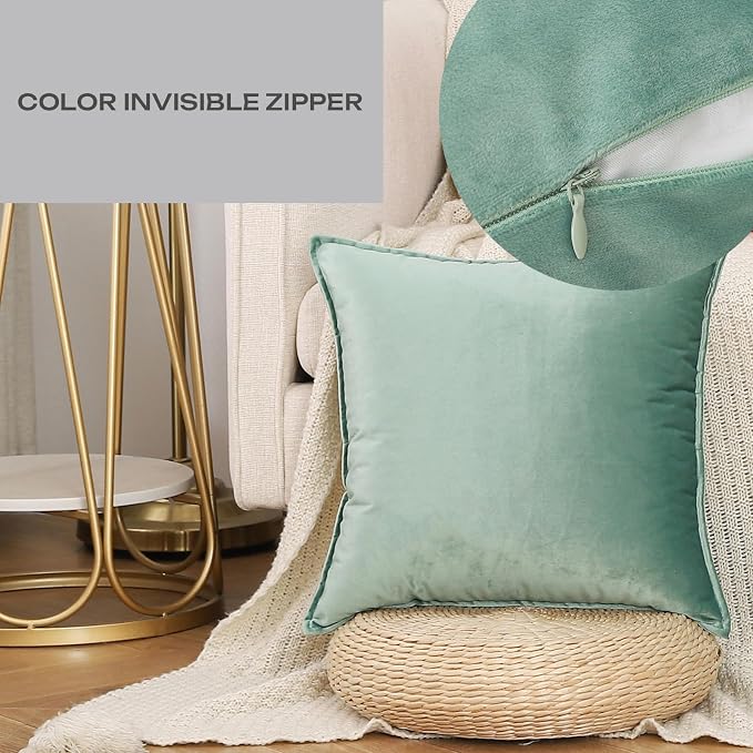 Velvet Sage Green Throw Pillow Covers 12”x20”Pack of 2 Soft Decorative | Square Cushion Covers for Couch Sofa Bed Livingroom Car Home Decor,30x50Cm