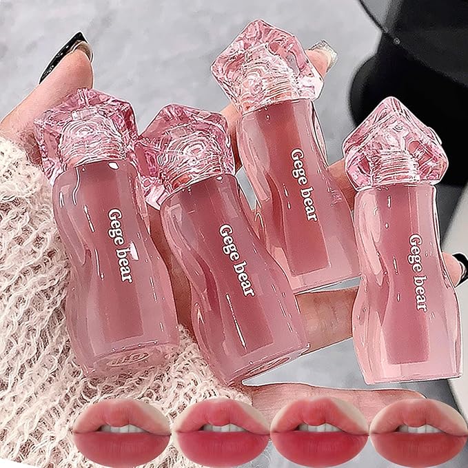 4Pcs Red Matte Liquid Lipstick Set,Long Lasting Soft Velvety Rich Color Ink Lip Cream,Lightweight Flawless Longwear Formula Nude Pink Brown Lipstick for Women