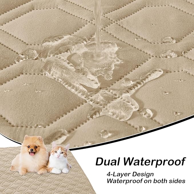 Waterproof Dog Bed Blanket - Soft Pet Blanket & Sofa Cover for Dogs | Reversible Washable Furniture Protector, Couch Covers for Pets (30x70 Inch, Taupe/Beige)