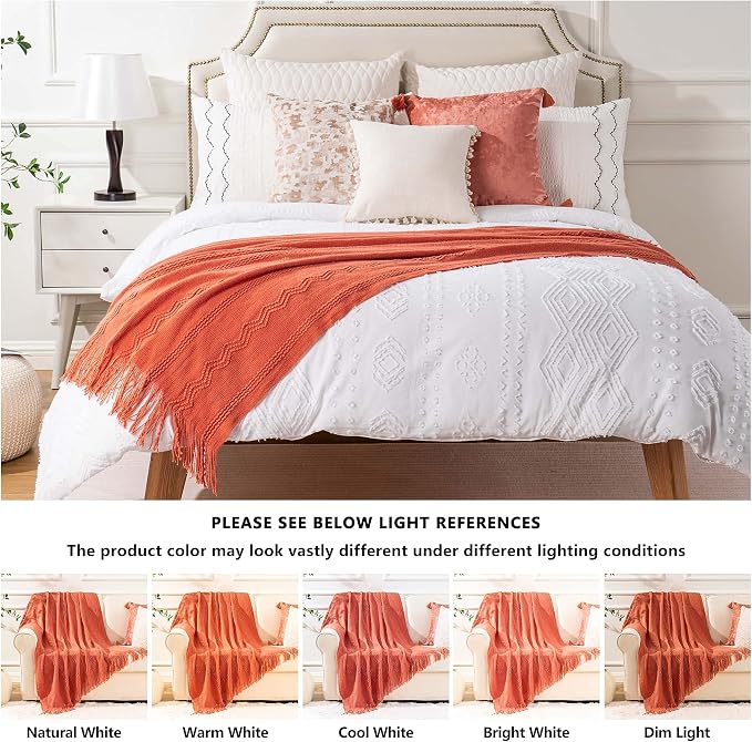 BATTILO HOME Orange Fall Throw Blanket for Couch Sofa, Knitted Decorative Blankets Throws Halloween Throw Blanket Fall Decorations Home Decor (Salmon, 50"x60") | Knitted Decorative Blankets & Throws, Halloween Throw Blanket Fall Decorations for Home Decor