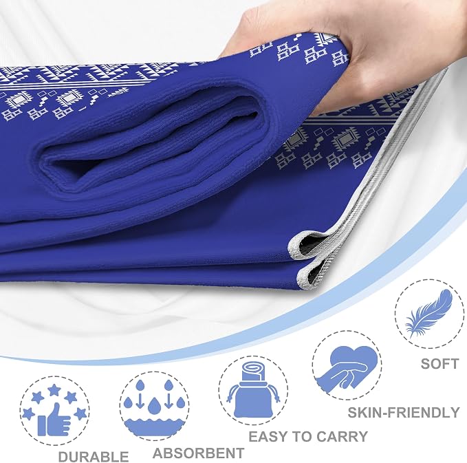 Yoga Towel,Absorbent Yoga Mat Towel for Hot Yoga Non Slip,Stylish Prints,Ideal for Workouts,Hot Yoga,Bikram,Pilates Equipment,72 x 27 in,Rhombus Geometry