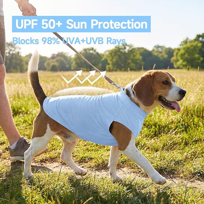 XPUDAC 2 Pack Sun Protection Dog Shirts, Quick Dry Breathable Dog T-Shirt Stretchy Lightweight Sleeveless Pet Summer Clothes for Large Dogs Sensitive Skin Soft Pet Tank Top Vest Boy,4XL