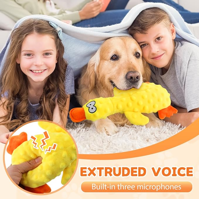 Indestructible Dog Toy for Aggressive Chewers, Durable Stuffed Squeaky Dog Toys for Small Medium Large Dogs, Interactive Chew Teething Puppy Toy for Indoor Outdoor Play (Blue)