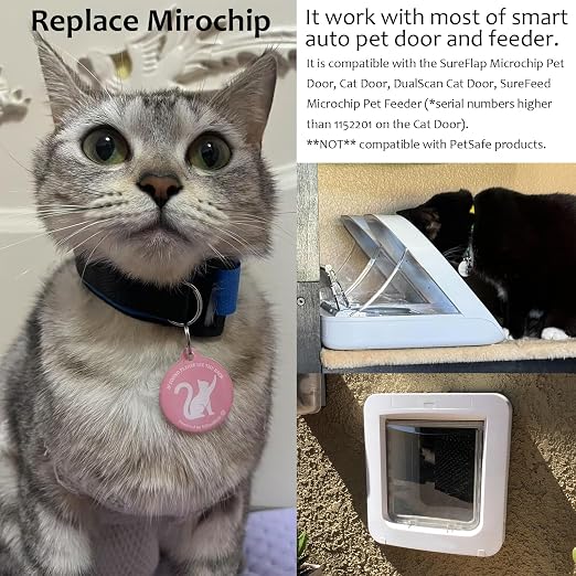 RFID 134.2Khz & QR Code Pet ID Tag, Collar Tag, Dual Function - Scan QR for Helping Lost Pets Go Home, Replace RFID Microchip for Smart Auto Pet Door and Feeder (Pink-Dog)