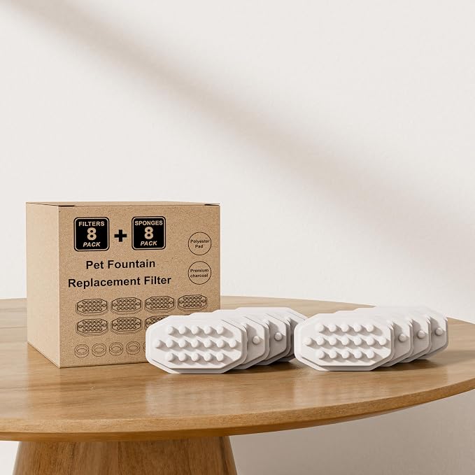 Rellaty Official Cat Fountain Filters (8 Filters +8 Sponges)