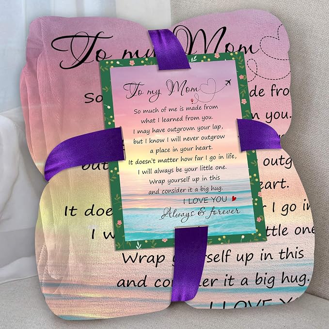 Gifts for Mom from Daughter or Son – to My Mom Blanket, Thoughtful Mothers Day, Birthday Gift, Cozy Present for Mother, Soft Flannel Throw Blanket 50x60 inches for Bed and Couch