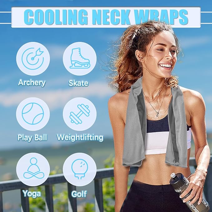 PAWPRO 4 Packs Cooling Towels for Neck and Face, Soft Breathable Gym Towels with Waterproof Bag & Carabiner, Multi-Colored Sweat Towels for Gym, Running, Yoga (Lake Blue/Grey/Pink/Green)