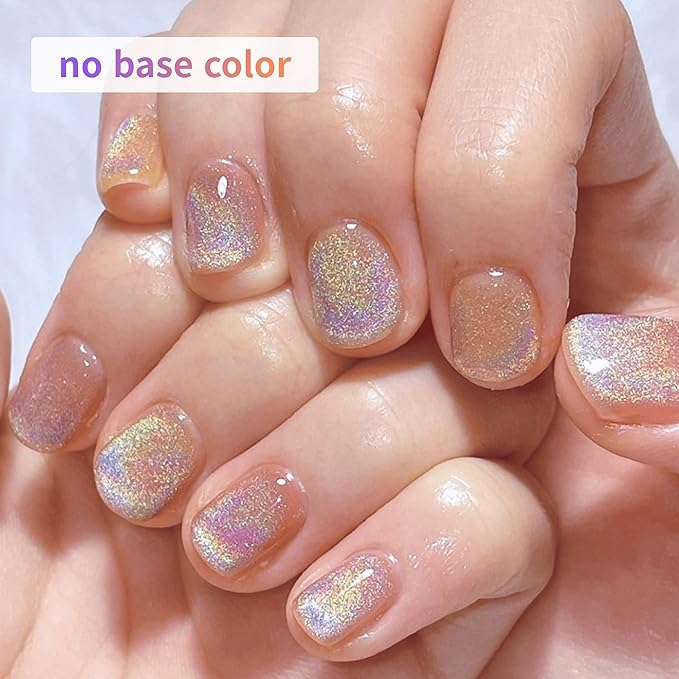 Korean Holographic Rainbow Magnetic Gel Nail Polish Cat Eye Effect Beauty Glitter Premium Professional Home Salon Quality Gift DIY RainbowNail Art UV LED Gel 15ml